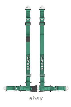 Takata Racing Drift II Seat Belt Harness 4-Pt 2 Shoulder 2 Lap Snap-On Green