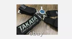 Takata Racing Seat Belt Harness 4 Point Snap-On 3 Cam lock Universal BLACK