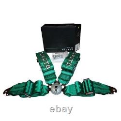 Takata Racing Seat Belt Harness 4 Point Snap-On 3 Cam lock Universal GREEN