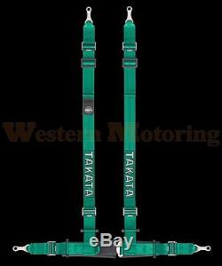 Takata Seat Belt Harness Drift II 4-Point ASM Green (Bolt-On) 74001US-H2