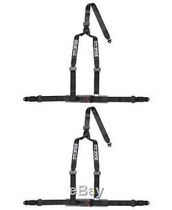 Two (2) Sparco 3pt 3 Point Bolt In Seat Belts Safety Harnesses Pair Black