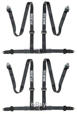 Two (2) Sparco 4pt 4 Point Bolt In Seat Belts Safety Harnesses Pair Black