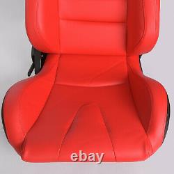 Type-r Red Reclinable Racing Seats Universal Slider Fit 4-point Harness Belt