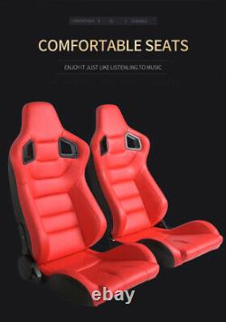 Type-r Red Reclinable Racing Seats Universal Slider Fit 4-point Harness Belt