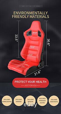 Type-r Red Reclinable Racing Seats Universal Slider Fit 4-point Harness Belt