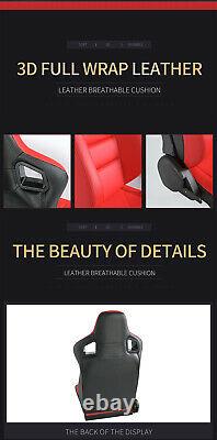 Type-r Red Reclinable Racing Seats Universal Slider Fit 4-point Harness Belt