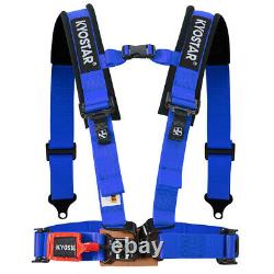Universal 2'' 4-Point Racing Latch and Link Nylon Safety Harness Seat Belt Blue
