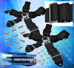 Universal 3 Strap 5 Point Cam Lock Racing Seat Belt Harness Autox Pair Black