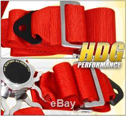 Universal 3 Strap 5 Point Cam Lock Racing Seat Belt Nylon Harness Pair Drag Red