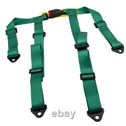 Universal 4 Point Buckle Racing Seat Belt Set 2Pcs 2 Safety Strap Harness Green