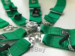Universal 4 Point Camlock Quick Release Racing Car Seat Belt Harness Green