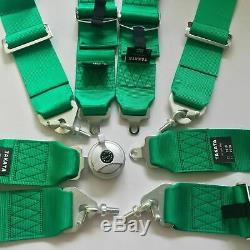 Universal 4 Point Camlock Quick Release Racing Car Seat Belt Harness Green