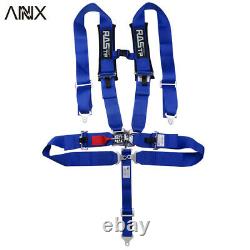 Universal 4 Point Camlock Quick Release Seat Belt Harness 3 Wide Blue