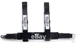 Universal 4 Point Harness Seat Belt with Chrome Push Button Buckle Black