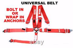 Universal 5 Point Racing Harness Seat Belt 3 Sfi 16.1 Cam Lock Red