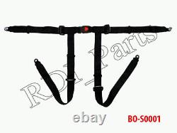 Universal Black 4 Point Adjustable Seat Safety Belt Heavy Duty Strap Harness
