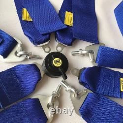 Universal Blue 4 Point Camlock Quick Release Racing Seat Belt Harness OMP 3W#1