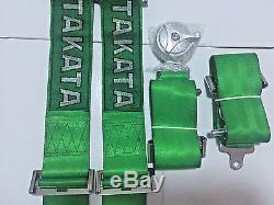 Universal Green 4 Point Camlock Quick Release Racing Car Seat Belt Harness 2.7