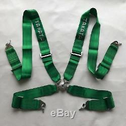 Universal Green 4 Point Camlock Quick Release Racing Car Seat Belt Harness 3 W
