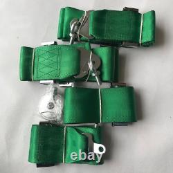 Universal Green 4 Point Camlock Quick Release Racing Car Seat Belt Harness 3 W