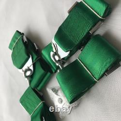 Universal Green 4 Point Camlock Quick Release Racing Car Seat Belt Harness 3 W