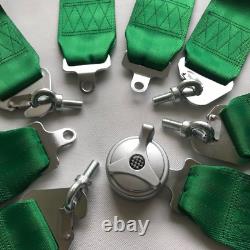 Universal Green 4 Point Camlock Quick Release Racing Car Seat Belt Harness 3 W