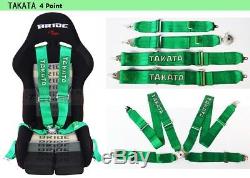 Universal Green 4 Point Camlock Quick Release Racing Seat Belt Harness 3W Takat