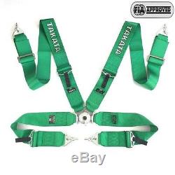 Universal New Green 4 Point Camlock Quick Release Racing Seat Belt Harness FIA3