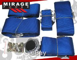 Universal Pair 3 Shoulder Strap 5 Point Camlock Harness Blue Racing Seat Belts