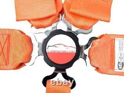 Universal Race Harness Cam Lock Seat Belt 3 Sfi 16.1 5 Point Bolt / Wrap Orange