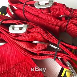 Universal Red 4 Point Camlock Quick Release Seat Belt Harness 3W OMP Racing