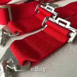 Universal Red 4 Point Camlock Quick Release Seat Belt Harness 3W for Racing