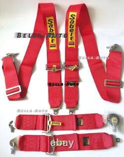 Universal Red Sabelt 4 Point Camlock Quick Release Racing Seat Belt Harness