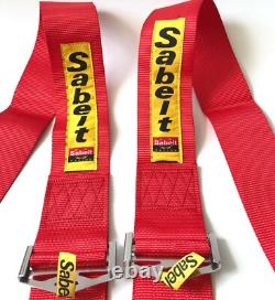 Universal Red Sabelt 4 Point Camlock Quick Release Racing Seat Belt Harness