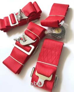 Universal Red Sabelt 4 Point Camlock Quick Release Racing Seat Belt Harness
