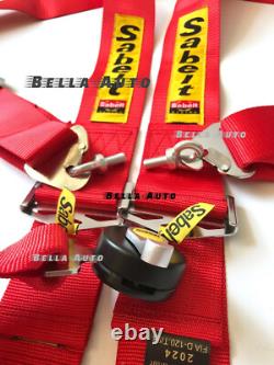 Universal Red Sabelt 4 Point Camlock Quick Release Racing Seat Belt Harness
