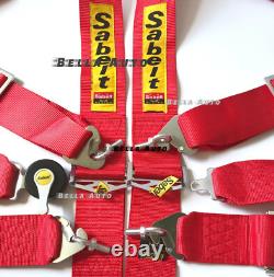 Universal Red Sabelt 4 Point Camlock Quick Release Racing Seat Belt Harness