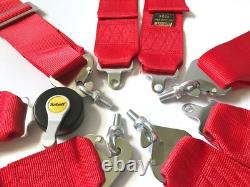 Universal Red Sabelt 4 Point Camlock Quick Release Racing Seat Belt Harness