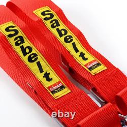 Universal Red Sabelt 4 Point Camlock Quick Release Racing Seat Belt Harness 3