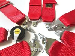 Universal Red Sabelt 4 Point Camlock Quick Release Racing Seat Belt Harness 3