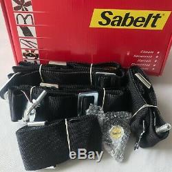 Universal Sabelt Black 4 Point Camlock Quick Release Seat Belt Harness 3W Racin