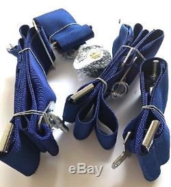 Universal Sabelt Blue 4 Point Camlock Quick Release Racing Seat Belt Harness 3W