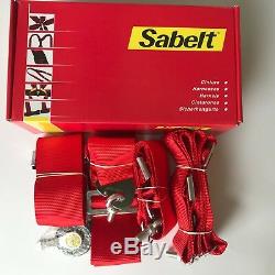 Universal Sabelt Red 4 Point Camlock Quick Release Racing Seat Belt Harness #01