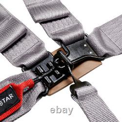 Upgraded 3'' 5-point Quick Release Racing Seat Belt Safety Harness Off Road Grey
