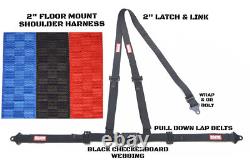 Utv Race Harness Seat Belt Floor Mount 3 Point Seat Belt Black Checkerboard