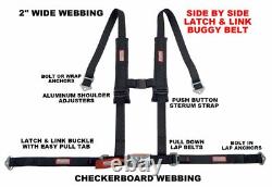 Utv Seat Belt Harness New Race 2 Harness 4 Point Black Checkerboard