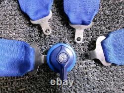 WILLNAS 4-point seat belt harness cam lock turn back 3-inch blue-based / S11-700