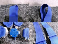 WILLNAS 4-point seat belt harness cam lock turn back 3-inch blue-based / S11-700