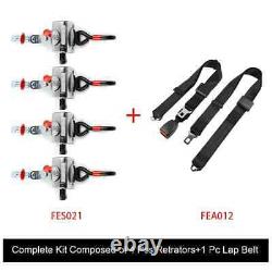 Wheelchair Tie Down Seat Belt Kit Composed of 4 Pcs Retrators +1 Pc Lap Belt