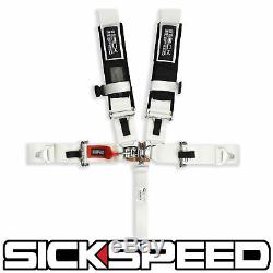 White Sfi Approved 5 Point Racing Harness Shoulder Pad Safety Seat Belt Buckle